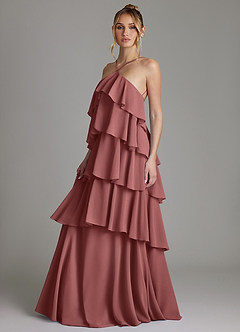 Azazie Deena Brautjungfernkleider A-Linie Gestreift Chiffon Kleid Amethyst image5