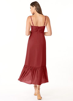 Azazie Justina Bridesmaid Dresses Rust A-Line Sweetheart Neckline Chiffon Dress image2