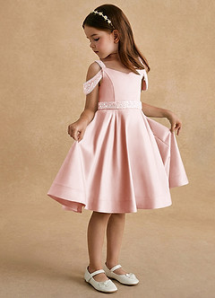 Azazie Judi Flower Girl Klänningar Klä A-Line i Matt satäng image1