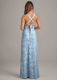 Azazie Aliza Bridesmaid Dresses Sky Blue A-Line Floral Burnout Dress image2