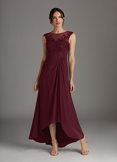 Azazie Endora Mother of the Bride Dresses Cabernet A-Line Scoop Lace Chiffon Dress image1