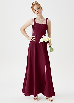 Azazie Rosey Junior Mulberry A-Line Sweetheart Neckline Stretch Satin Dress image3