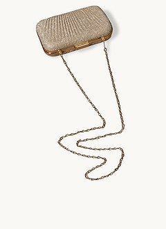 front Champagne Gloss Wrinkle Clutch Bag