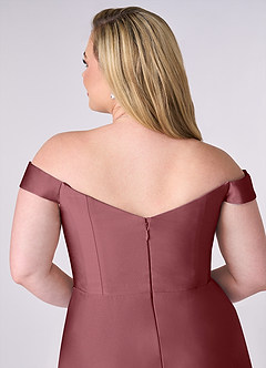 Barbie ♥ Azazie Bridesmaid Dresses Desert Rose A-Line Off the Shoulder Stretch Satin Convertible Dress image12