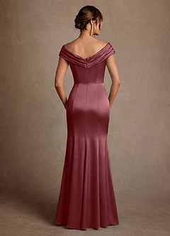 Azazie Aberdeen Mother of the Bride Dresses Desert Rose Sheath Pleated Stretch Satin Dress image2