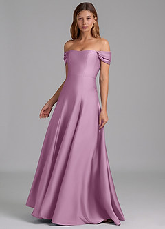 Azazie Seriana Bridesmaid Dresses Wisteria A-Line Off the Shoulder Stretch Satin Convertible Dress image3