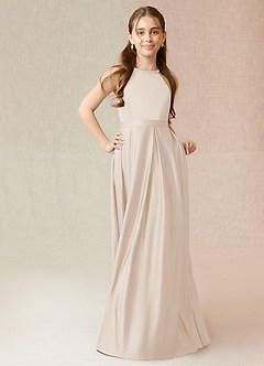 Azazie Arianthe Junior White Alabaster A-Line with Pockets Stretch Satin Dress image4