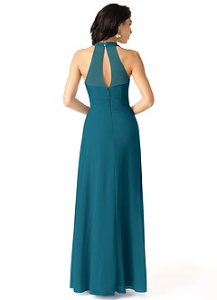 Azazie Danica Bridesmaid Dresses Ink Blue A-Line Pleated Chiffon Dress image2