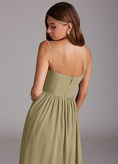 Azazie Calianna Jurken voor bruidsmeisjes Converteerbaar Jurk van Chiffon met A-Lijn Off the Shoulder Mosgroen image8
