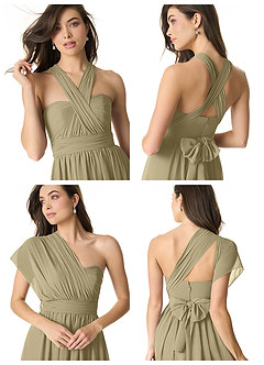 Azazie Olani Bridesmaid Dresses Moss Green A-Line Off the Shoulder Chiffon Convertible Dress image8