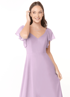 Azazie Syenna Bridesmaid Dresses Frosted Lilac A-Line Ruched Chiffon Dress image5
