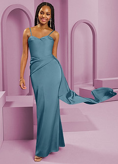 Barbie ♥ Azazie Vestidos de madrinha de casamento Vestido Bermudas de Cetim elástico de Bainha com Sem alças image3