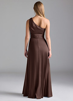 Azazie Dallas Bridesmaid Dresses Ganache A-Line One Shoulder Stretch Satin Dress image2