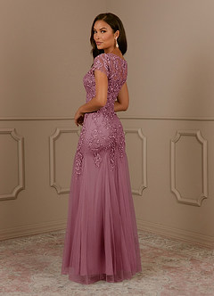Azazie Laurie Mother of the Bride Dresses Vintage Mauve Mermaid Scoop Sequins Tulle Dress image5