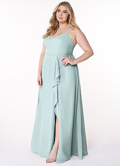 Azazie Naeem Bridesmaid Dresses Mist A-Line V-Neck Ruffle Chiffon Dress image10
