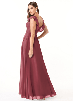 Azazie Jinny Jurken voor bruidsmeisjes Jurk van Chiffon met A-Lijn Vierkante halslijn gerimpeld Merlot image4