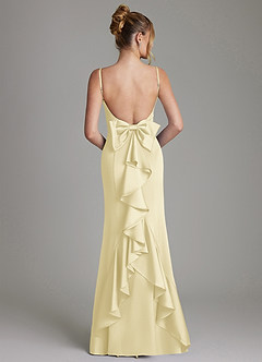 Azazie Zherra Bridesmaid Dresses Lemon Sorbet Mermaid Bow Stretch Satin Dress image5