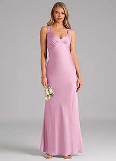 Azazie Kamila Brautjungfernkleider Eine Linie Plissee Stretch-Satin Kleid Bonbonrosa image1