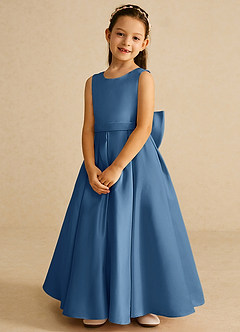 Azazie Pipsy Flower Girl Dresses Twilight A-Line Bow Matte Satin Dress image4