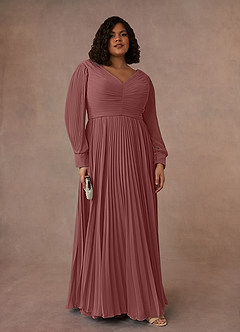 Azazie Zina Mother of the Bride Dresses Desert Rose A-Line Pleated Chiffon Dress image7