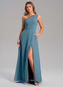 Azazie Phaedra Bridesmaid Dresses Bermuda A-Line One Shoulder Chiffon Dress image3