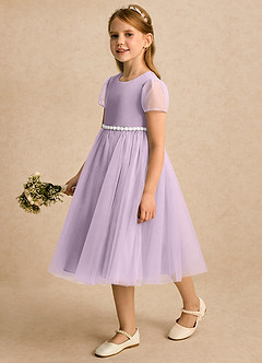 Azazie Kaylor Flower Girl Klänningar Klänning A-linje i Tyll Plisserad image4