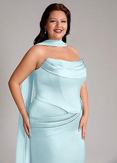 Azazie Sorrel Bridesmaid Dresses Cloud Blue Mermaid Strapless Stretch Satin Convertible Dress image10