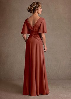 Azazie Milliat Klänningar till brudens mor Klä A-Line i Chiffong Spets Kastanjebrunt image3