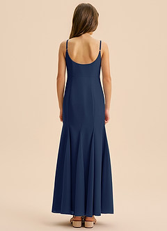 Azazie Evey Junior Abito Sirena in Chiffon Plissettato Marino Scuro image2