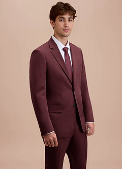 front Ethan Cabernet Refined Weave Suit Jacket