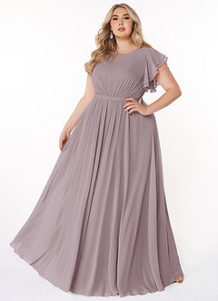 Azazie Daphne Bescheidene Brautjungfernkleider A-Linie Gekräuselt Chiffon Bodenlänge Kleid image6