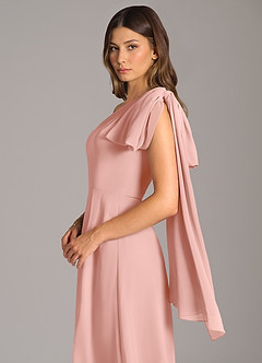 Azazie Tella Bridesmaid Dresses Rosette A-Line One Shoulder Chiffon Dress image8