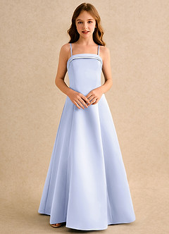 Azazie Izel Girls Formal vestidos de niña de las flores Vestido de Marfil Lavanda de Satin Mate de Corte en A con Plisado image6