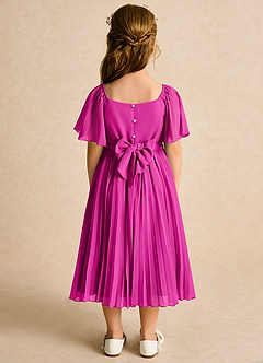 Azazie Gisele Abiti da Ragazza di Fiori Abito A-Line in Chiffon Plissettato Fucsia image6