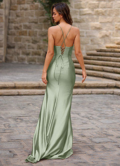 Lustre Mint Green Satin Prom Dress image2