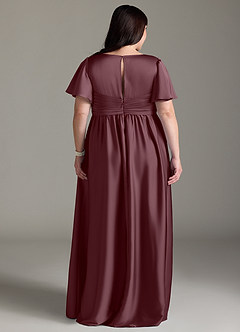 Azazie Verna vestidos de dama de honor de maternidad Vestido de Corte En A Volante Hasta el suelo Satén Elástico image11