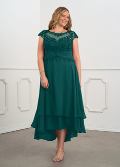 Azazie Shonda Mother of the Bride Dresses Peacock Lace Chiffon Dress image8