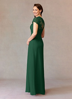 Azazie Junie Mother of the Bride Dresses Dark Green A-Line Lace Chiffon Dress image4