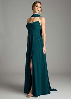 Azazie Ayla Abiti da Damigella Abito A-Line in Chiffon Scollo a Cuore Pino image9