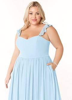 Azazie Metz Bridesmaid Dresses Sky Blue A-Line Sweetheart Ruched Chiffon Dress image11