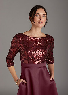 Azazie Carole Mother of the Bride Dresses Cabernet A-Line Sequins Dress image5