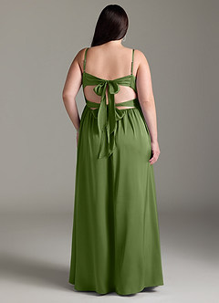 Azazie Zeya Brautjungfernkleider A-Linie Plissee Stretch-Satin Kleid Wacholder image10