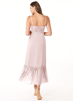 Azazie Justina Bridesmaid Dresses Blushing Pink A-Line Sweetheart Neckline Chiffon Dress image2