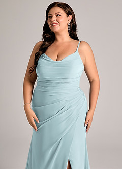 Azazie Deandra Bridesmaid Dresses Mist Mermaid Pleated Chiffon Dress image12