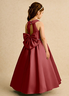Azazie Daisies Robe Demoiselle D'honneur Fillette Robe Princesse en Mat Satiné Arc Rouille image1