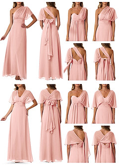 Azazie Fifi Brautjungfernkleider Wandelbar A-Linie Schulterfrei Chiffon Kleid Rosettenrosa image10