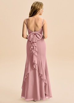Azazie Lioren Junior Dusty Rose Mermaid Bow Chiffon Dress image3