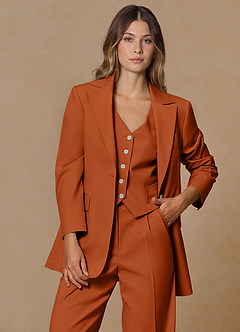 front Rowan Burnt Orange Refined Weave Performance blazer