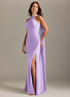 Azazie Kinsley Abiti da Damigella Abito Sirena in Raso Elasticizzato Spacco Laterale Lilla image3