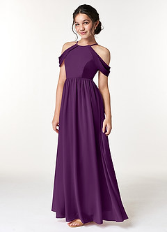 Azazie Seneca Junior Grape A-Line Off the Shoulder Chiffon Dress image5
